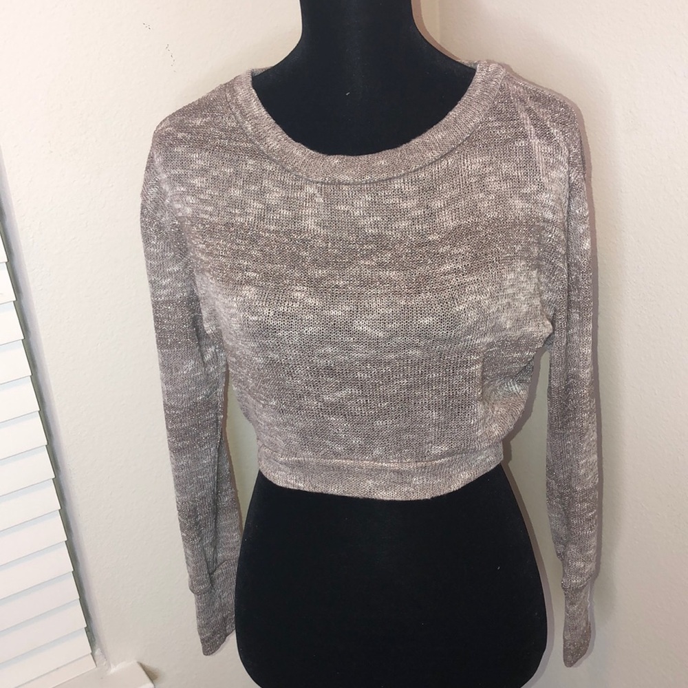 Tan Casual Crop Sweater Top